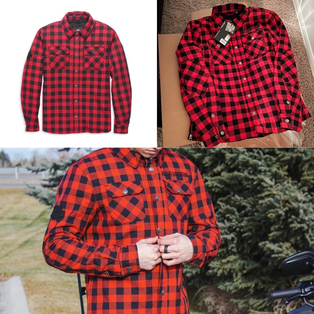 Harley-Davidson Men's Operative Flannel Riding Shirt Jacket Pompeian Red Large